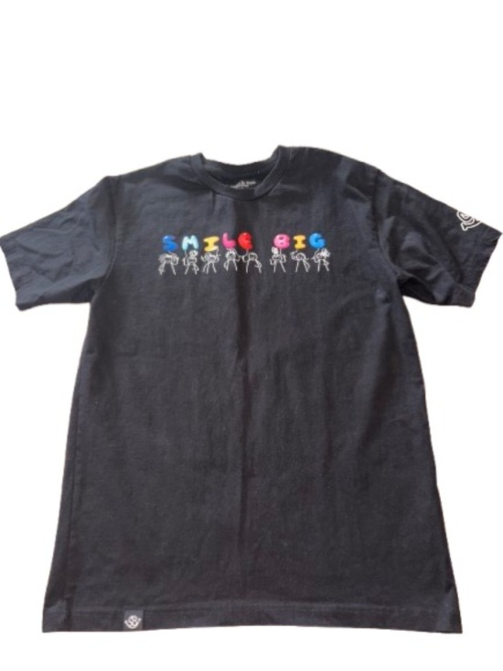 Smile Big Clothing Black Smile Big balloon and stick figure Graphic Tee size L